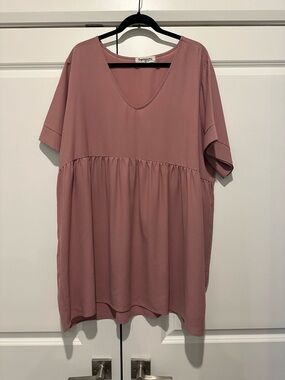 Impressions Dusty Rose V-Neck Babydoll Tunic